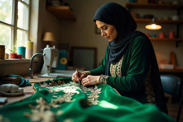 روش دوخت لباس مجلسی کار شده